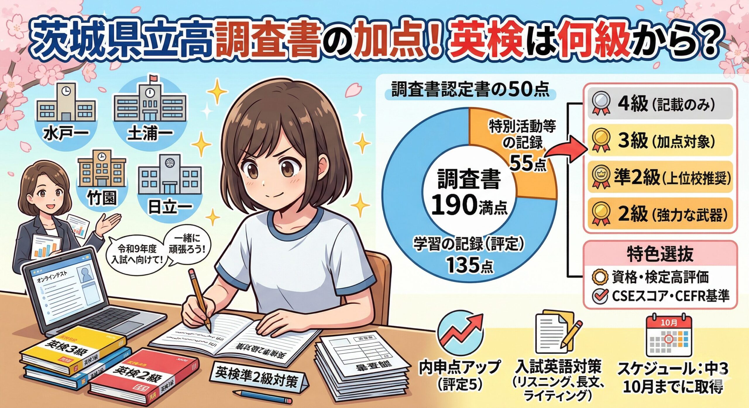 茨城県立高調査書の加点！英検は何級から