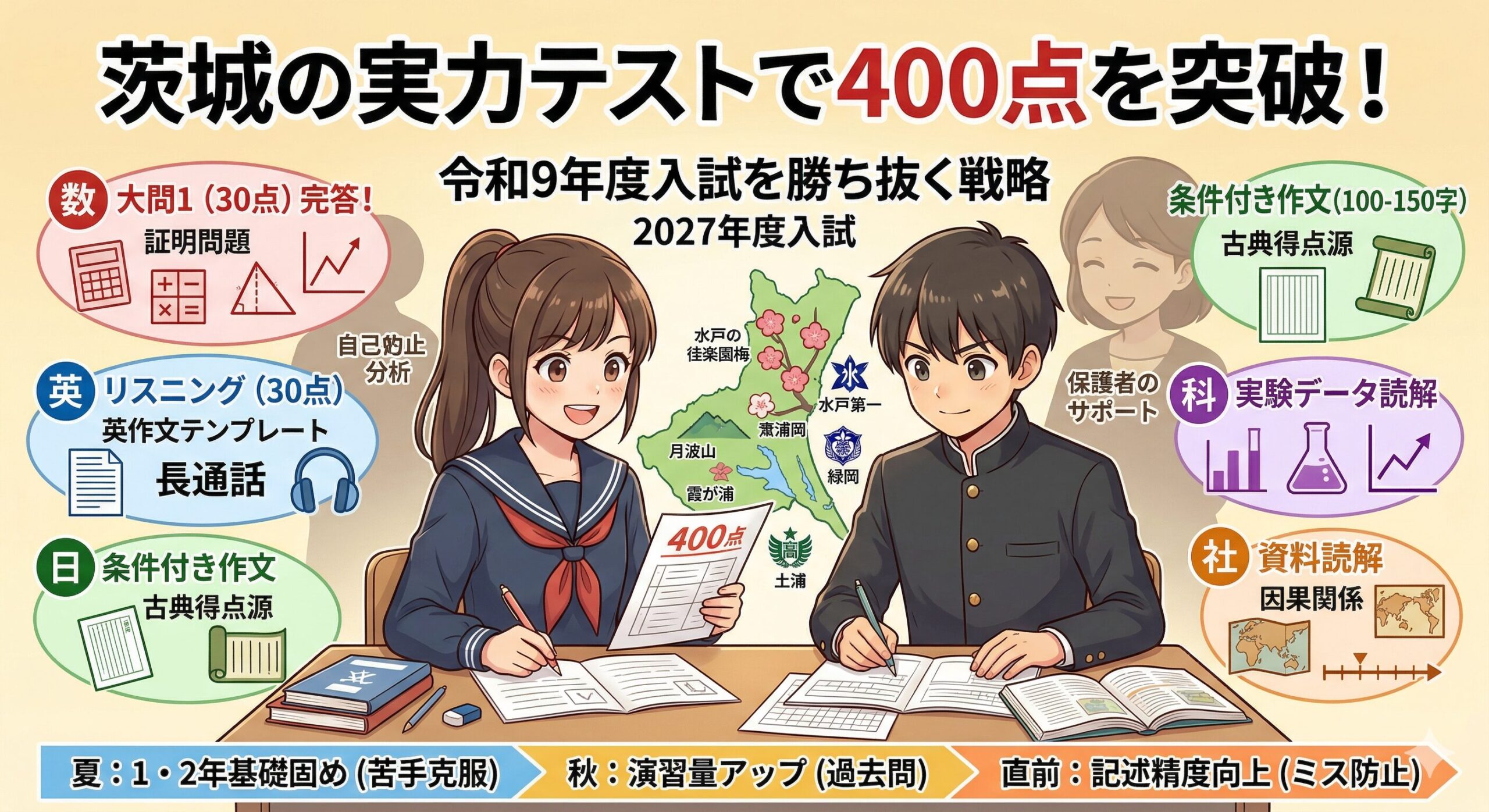 茨城の実力テストで400点を突破する勉強