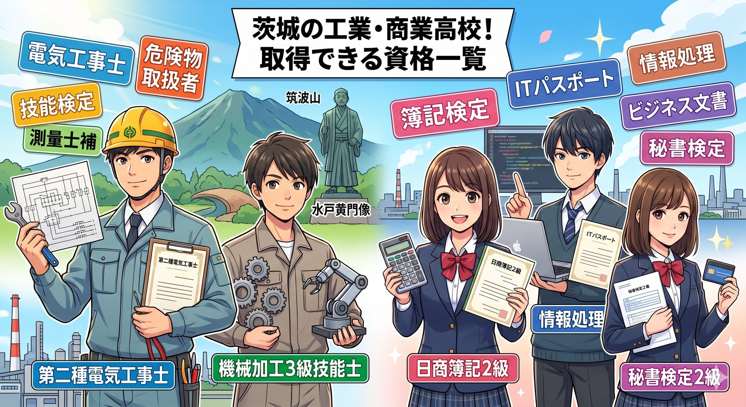 茨城の工業・商業高校！取得できる資格一覧