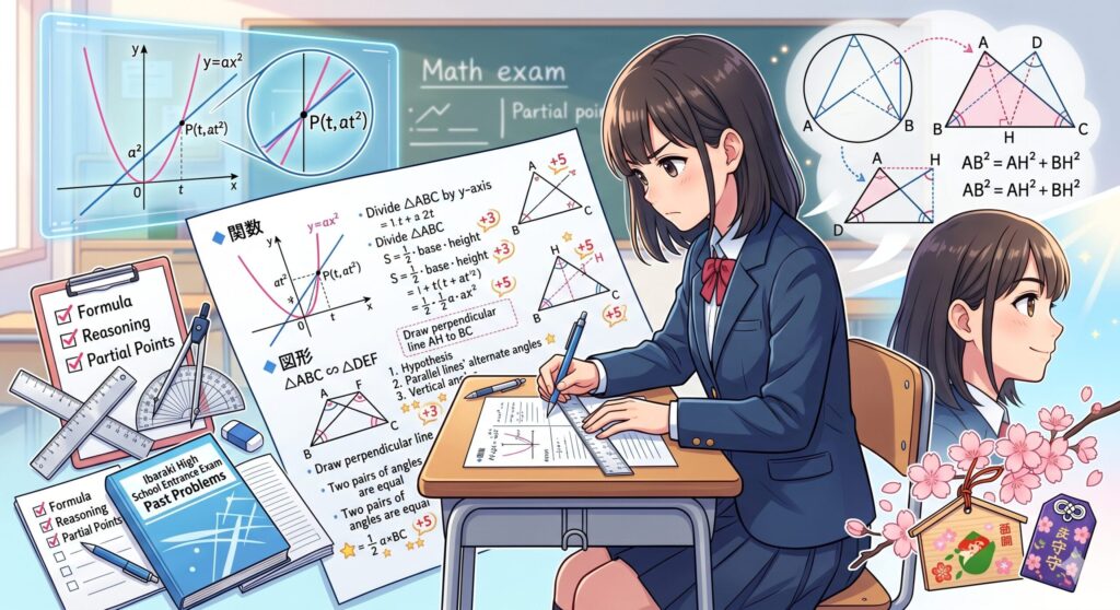 茨城高校入試数学の関数図形で部分点を稼ぐコツ