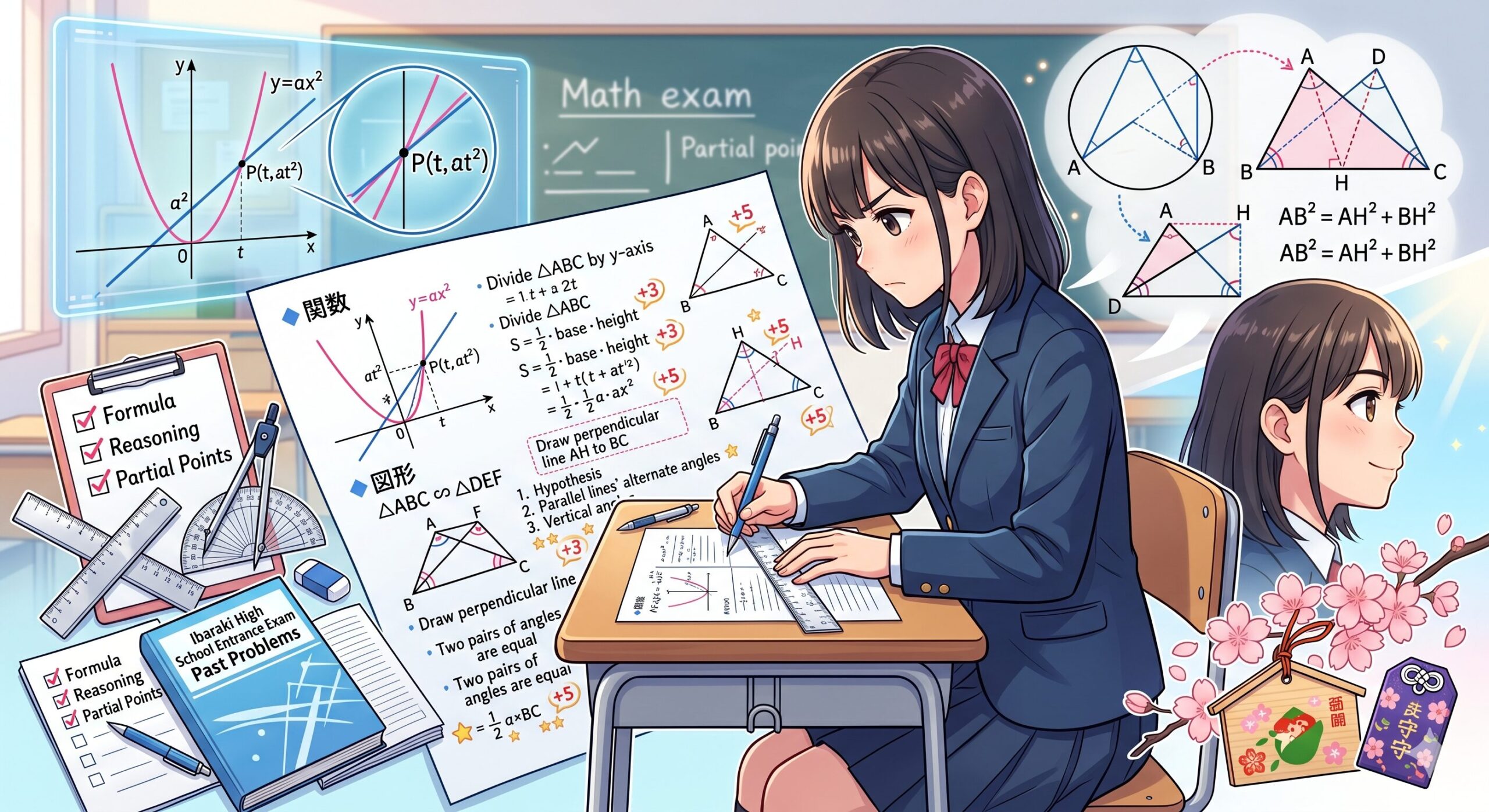 茨城高校入試数学の関数図形で部分点を稼ぐコツ